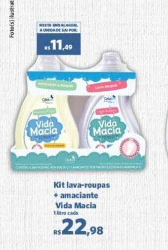 Kit lava roupas + Amaciante Vida Macia 1L