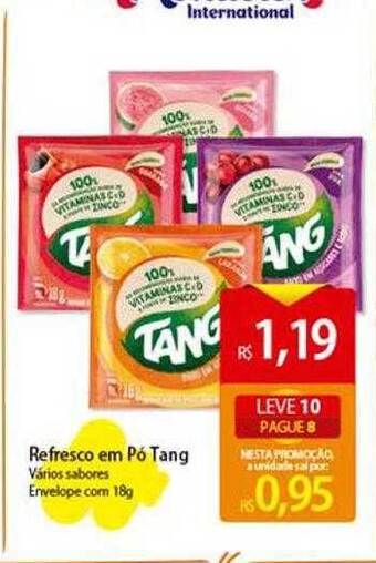 Atacadão Refresco em pó tang vários sabores envelope com oferta