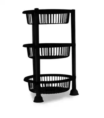 Freitas Varejo Fruteira 3 andares redonda de plástico preta new plastic 34,5x34,5x14cm 1530 oferta