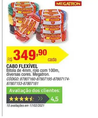Leroy Merlin Cabo Flexível Megatron oferta
