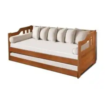 Sofa cama solteiro madeira maciça com cama auxiliar atraente castanho