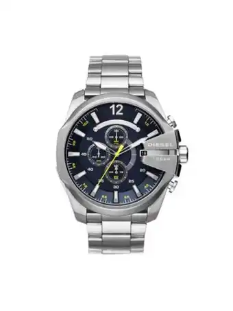 Relógio masculino diesel mega chief em aço inoxidável com cronógrafo