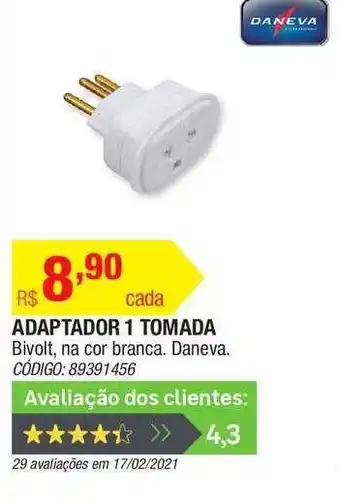 Leroy Merlin Adaptador 1 Tomada Daneva oferta