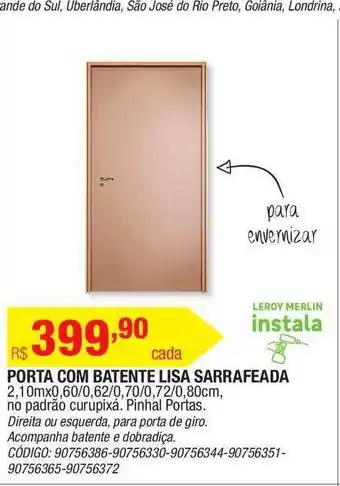 Leroy Merlin Porta Com Batente Lisa Sarrafeada Pinhal Portas oferta