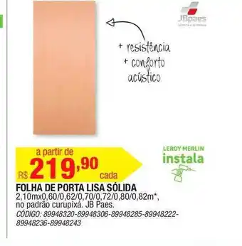 Leroy Merlin Folha De Porta Lisa Sólida Jb Paes oferta