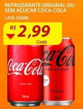 Assaí Atacadista Refrigerante Original ou sem açúcar Coca Cola 350ml oferta