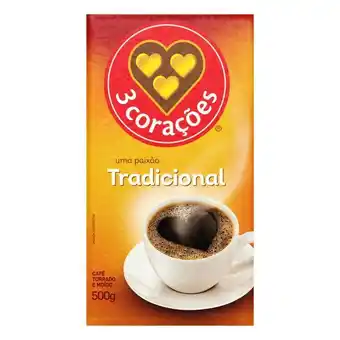 Super Nosso Café em pó 3 corações tradicional a vácuo 500g oferta