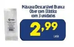 Mascara Descartavel Branca Ober com Elastico com 3 unidades