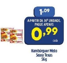Arena Atacado Hamburguer Misto Seara Texas 56g oferta