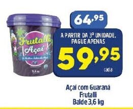 Arena Atacado Acai com Guarana Frutalli balde 3.6kg oferta