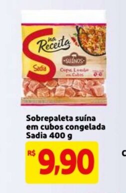 Mercado Extra Sobrepaleta suina em cubos congelada Sadia 400g oferta