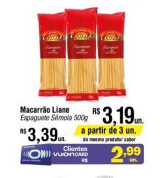 Fort Atacadista Macarrão Liane 500g oferta