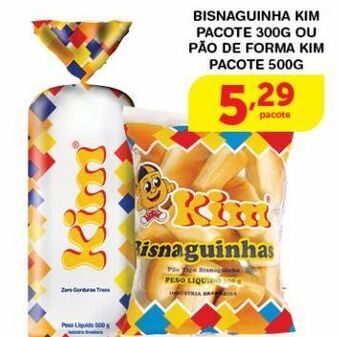 Roldão Bisnaguinha kim pacote 300g ou pão de forma kim pacote 500g oferta