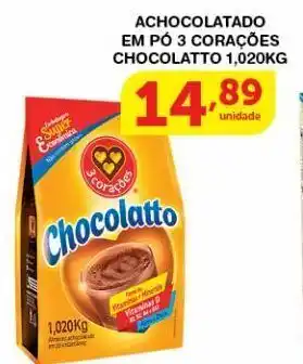Roldão Achocolatado em pó 3 corações chocolatto 1,020kg oferta
