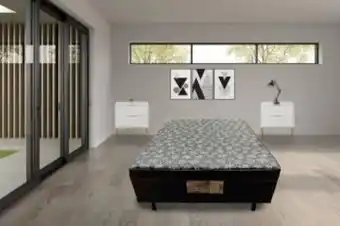 Cama box conjugado de espuma casal preto floral 138x188x52- ideal