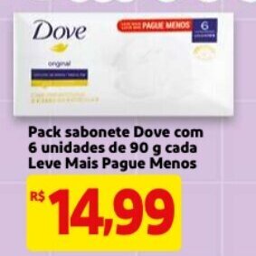 Pack sabonete Dove com 6 unidades de 90g cada Lve Mais Pague Menos