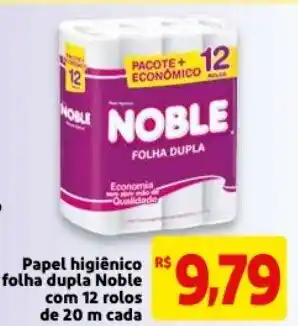 Mercado Extra Papel Higiénico folha dupla Noble com 12 rolos de 20m cada oferta