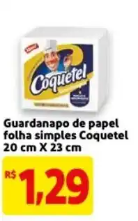 Guardanapo de papel folha simple Coquetel 20cm x 23cm
