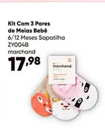 Kit com 3 pares de meias bebê