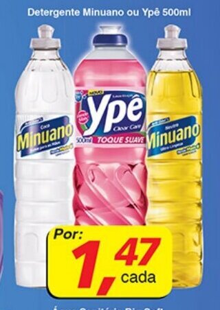 Supermercados Guanabara Detergente Minuano ou Ype 500ml oferta
