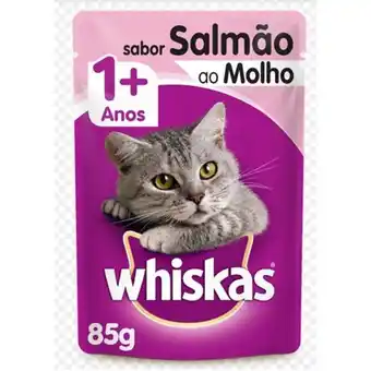 Ração úmida de sachê salmão ao molho para gatos adultos whiskas 85g