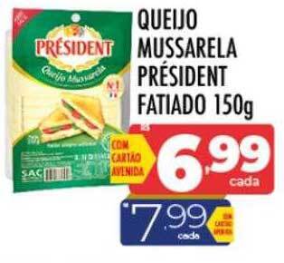 Supermercados Avenida Queijo mussarela président fatiado oferta