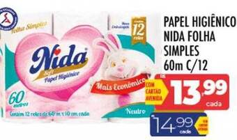 Supermercados Avenida Papel higiênico nida folha simples oferta