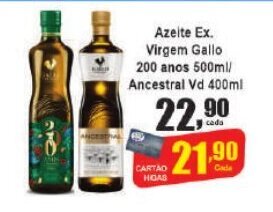 Higa's Supermercado Azeite Ex. Virgem Gallo 200 Anos 500ml/ Ancestra Vd 400ml oferta