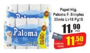 Higa's Supermercado Papel Hig. Paloma F. Simples 30mts Lv16 pg15 oferta