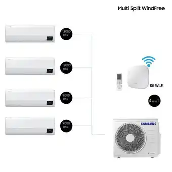 Samsung Quadri-split samsung windfree 28000 btus (2x9000 + 2x12000 hw) quente/frio com wifi 220v oferta