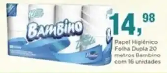 Papel Higiénico Folha Dupla 20m Bambino com 16 unidades