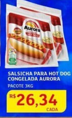 Assaí Atacadista Salsicha Para Hot Dog Congelada Aurora 3kg oferta