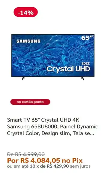 Smart TV 65" Crystal UHD 4K Samsung