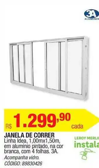 Janela De Correr Linha Idea 1.00mx1.50m 3a