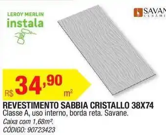 Revestimento Sabbia Cristallo 38x74 Savane