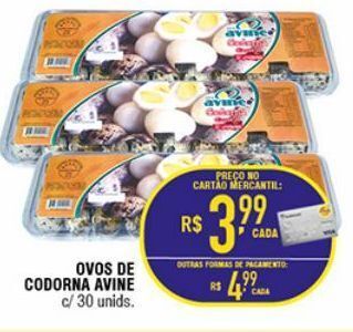 Mercantil Rodrigues Ovos de codorna avine c/ 30 unids oferta