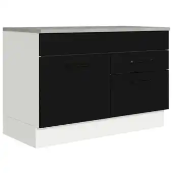 Pão de Açúcar Balcão gabinete de pia 120 x 60 cm 1 porta 2 gavetas branco/preto (com tampo) agata madesa oferta
