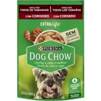 Ração para cães dog chow cordeiro tenro ao molho sache 100g