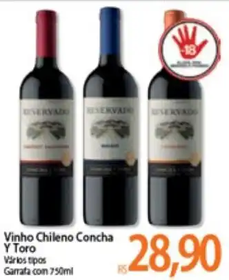 Atacadão Vinho Chileno Concha Y Toro 750ml oferta