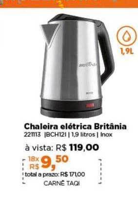 Lojas TaQi Chaleira elétrica britânia oferta