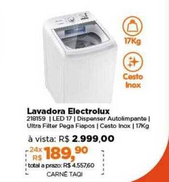 Lojas TaQi Lavadora electrolux oferta
