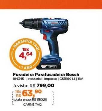 Lojas TaQi Furadeira parafusadeira bosch oferta