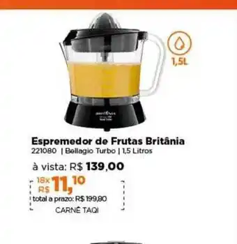 Lojas TaQi Espremedor de frutas britânia oferta