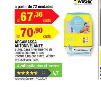 Argamassa Autonivelante Na Cor Cinza Weber