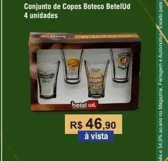 Conjunto de copos boteco boteiud 4 unidades