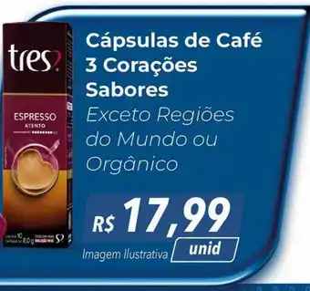 Hiper Moreira Cápsulas de café 3 corações sabores exceto regiões de mundo ou orgânico oferta