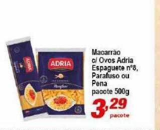Ricoy Supermercados Macarrão c ovos adria espaguete n°8 parafuso ou pena oferta