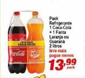 Ricoy Supermercados Pack refrigerante 1 coca-cola + 1 fanta laranja ou guaraná oferta