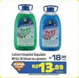 Super Lagoa Lava roupas liquido briiz 3l blue ou green oferta