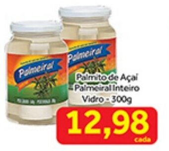 Shibata Supermercados Palmito de Açai Palmeiral Inteiro Vidro 300g oferta